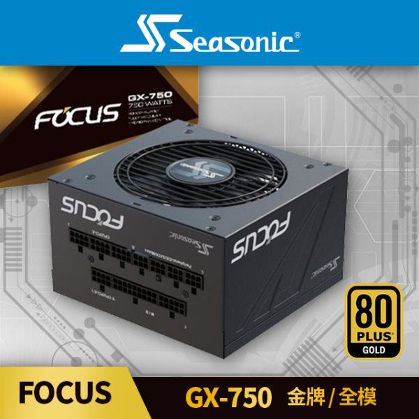 圖片 海韻 FOCUS GX-750(750W) 雙8/金牌/全模組/10年保