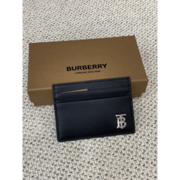 圖片 Burberry 經典 黑色素面 搭配TB 立體logo 男生 卡夾