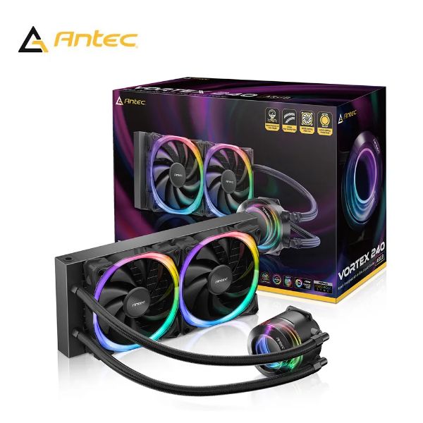 圖片 Antec Vortex 240 ARGB 水冷/懸浮螺旋意象冷頭/厚:5.2cm/3年