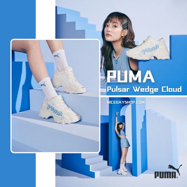 NICEDAY 現貨 PUMA 王淨 代言Pulsar Wedge Cloud 雲朵 米白 藍 增高 厚底 女款 399426-01