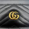 圖片 【哈極品】閒置品《GUCCI黑金全皮山型紋GG卡包 》