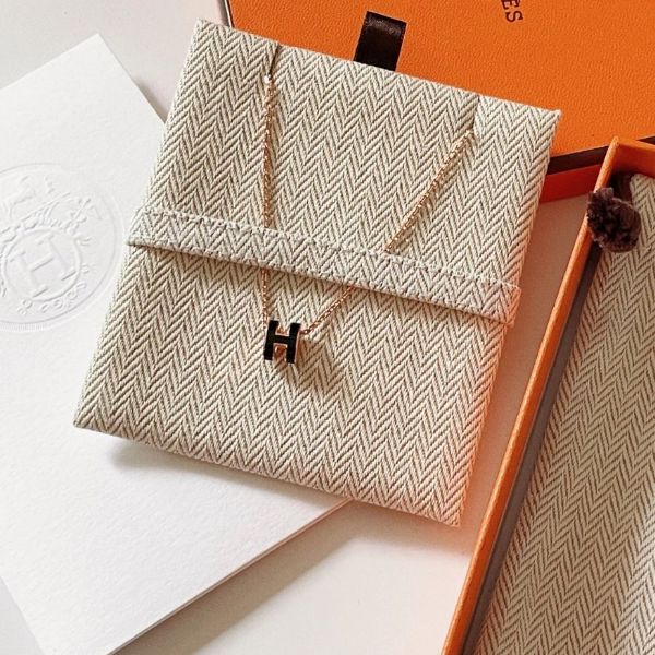 圖片 Hermes 琺瑯Mini H黑色項鍊