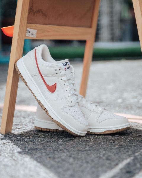 圖片 鞋教 預購 Nike W Dunk Low SE "85 Double Swoosh Sail Orange" 灰紅 麂皮雙勾 DO9457-100