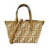 圖片 Fendi Roll Mini FF Logo 緹花布手提兩用托特包(8BS096-米)