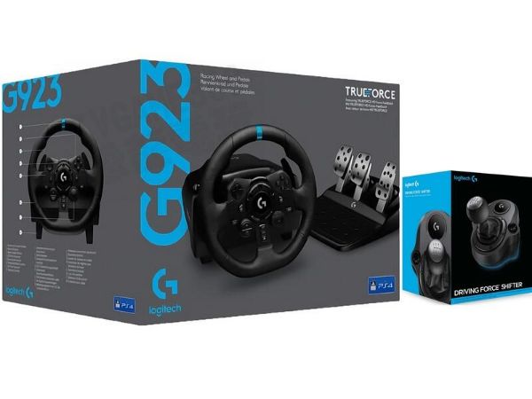 圖片 羅技 LOGITECH G923 TRUE FORCE SHIFTER 賽車方向盤 踏板 排檔桿 PS5 PS4 PC