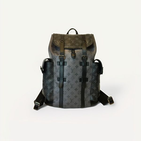 圖片 【哈極品】美品《LV 黑灰字紋雙釦 Christopher/MM 後背包 /M45419》