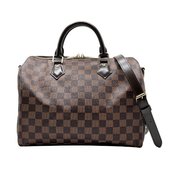 圖片 Louis Vuitton Speedy 30 棋盤格紋帆布波士頓手提斜背包(N40590-咖)