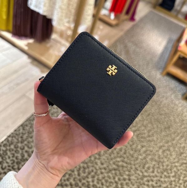 圖片 Tory Burch Emerson 防刮皮革短夾（深藍）