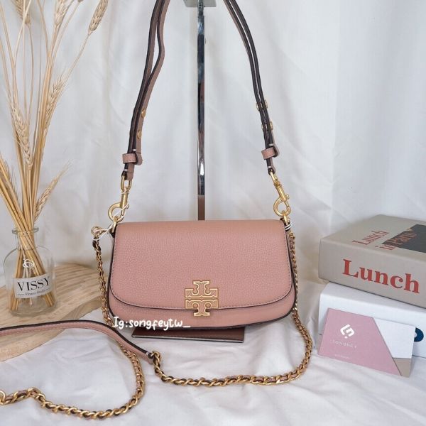 圖片  Tory Burch｜TB Britten 大金logo 雙背帶法棍包 肩背包 斜背包