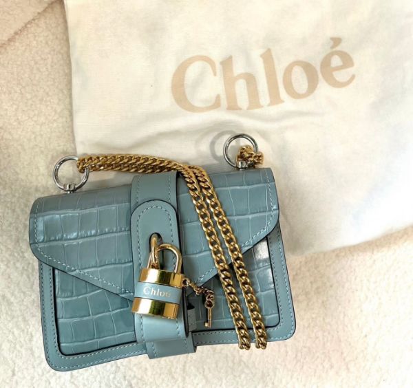 圖片 Chloé Woody 鎖頭系列山羊皮鍊帶側背包