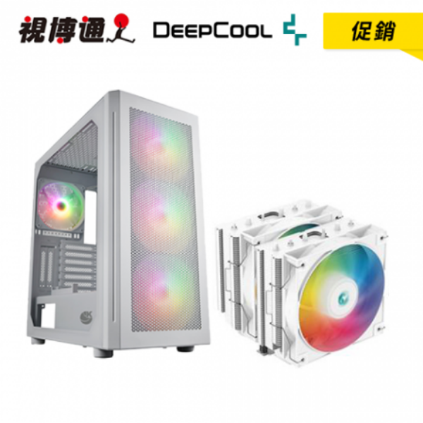 圖片 視博通 LAI099 ARGB 白 /玻璃透側/E-ATX + DEEPCOOL AG620 WH ARGB雙塔散熱器