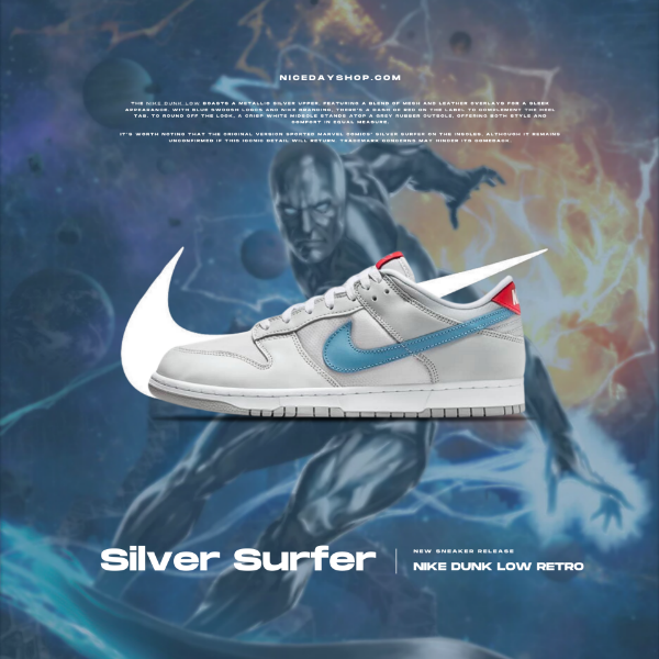 Nike Dunk Low Silver Surfer 銀色衝浪手 金屬銀 藍 紅 漫威 復刻