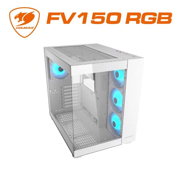 圖片 COUGAR FV150 RGB 白 顯卡長40/CPU高18/分艙設計/全景玻璃透側/ATX