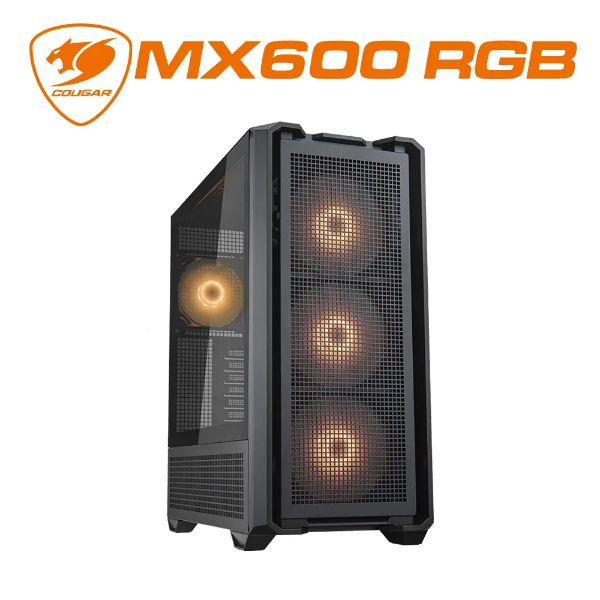 圖片 COUGAR MX600 RGB 黑 顯卡長40/CPU高18/玻璃透側/方形進氣孔/E-ATX