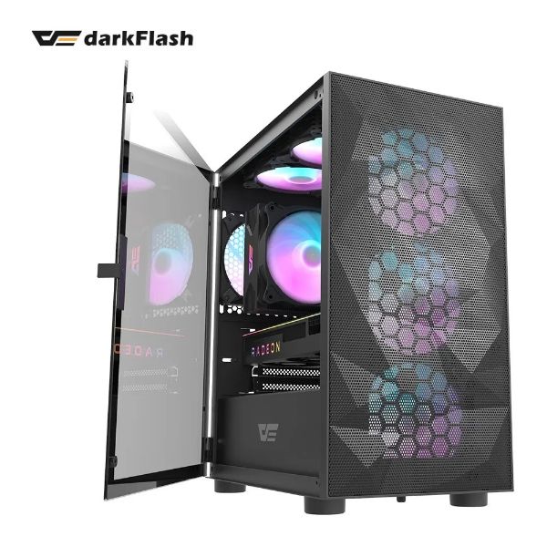 圖片 darkFlash DLM 21 黑 顯卡長33/U高16/A.RGB風扇*4/網孔面板/側掀玻璃/M-ATX