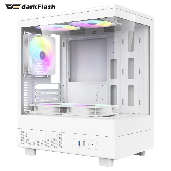 圖片 darkFlash MOTI mini 白 顯卡長30.5/U高18/定光RGB扇*5/全景玻璃透側/M-ATX