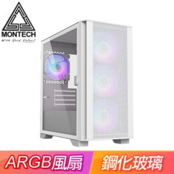 圖片 Montech Air 100 ARGB 白 顯卡長33/CPU高16.1/磁吸面板/側掀玻璃側板/M-ATX