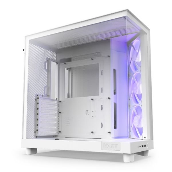 圖片 NZXT H6 Flow RGB 白 顯卡長36.5/U高16.3/全景玻璃/傾斜前風扇/ATX(H61FW-R1)