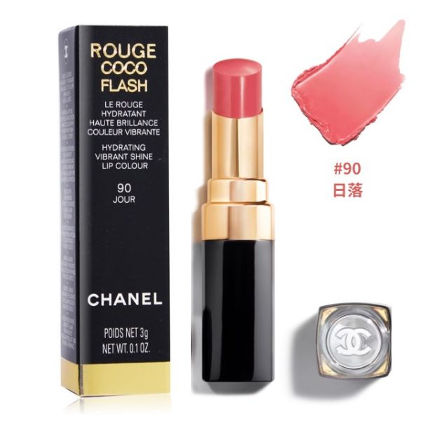 圖片 CHANEL 香奈兒美妝 ROUGE COCO FLASH晶亮水唇膏 3g #90 日光 JOUR  - 金管/紅色木玫瑰