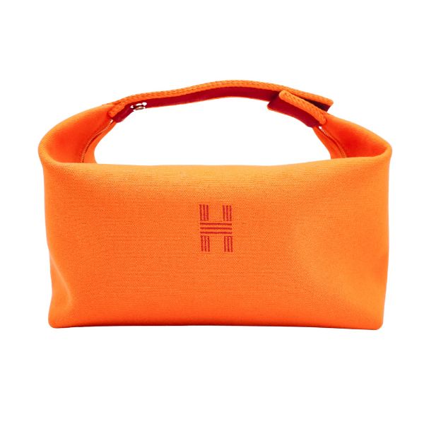 圖片 Hermes Bride-a-Brac 帆布銀釦收納包(火橘色)