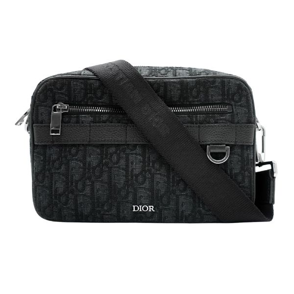圖片 Dior Safari Dior Oblique 緹花布斜背郵差包(黑)