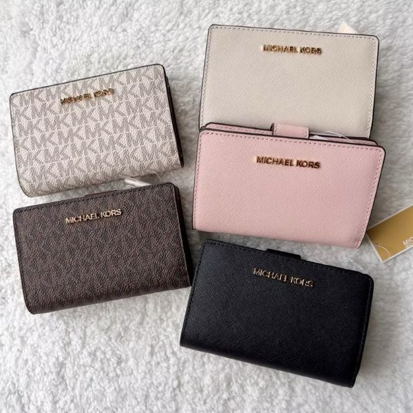 圖片 Michael Kors MK 防刮皮革扣式中夾