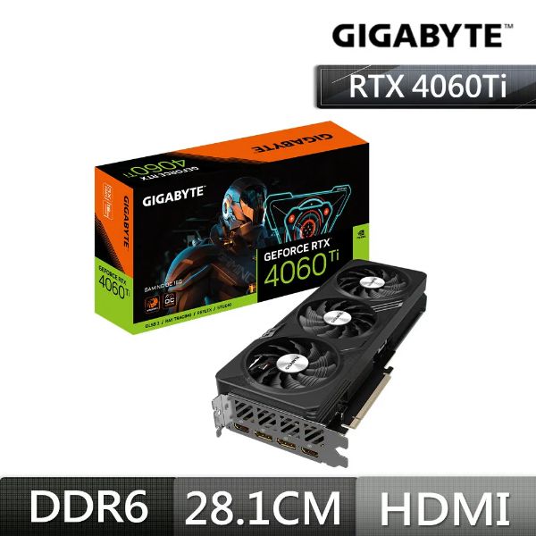 圖片 技嘉 RTX4060Ti GAMING OC 16G(2595MHz/28cm/三風扇/註五年)