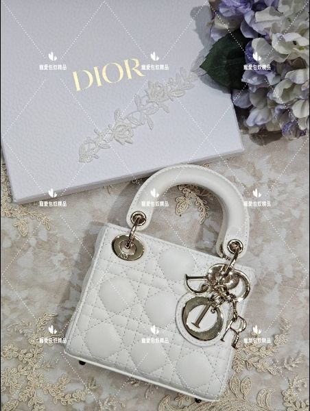 圖片 CHRISTIAN DIOR CD 白色小羊皮 微型手袋 mini lady dior 黛妃包