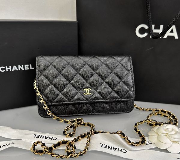 圖片 「M.Y精品」Chanel Woc 晶片款 磁吸釦 黑金 WOC 荔枝牛皮 鏈帶包