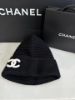 圖片 台灣專櫃 Chanel  香奈兒 加厚款 24k 螺紋 冷帽 毛帽 黑底白字 喀什米爾羊毛