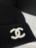 圖片 台灣專櫃 Chanel  香奈兒 加厚款 24k 螺紋 冷帽 毛帽 黑底白字 喀什米爾羊毛