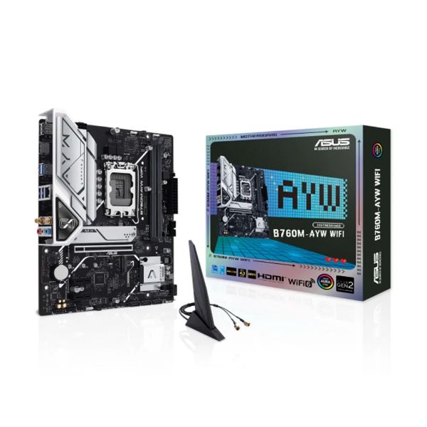 圖片 華碩 B760M-AYW WIFI 阿唷喂(M-ATX/LAN 2.5Gb+無線/註四年/2DIMM)8相