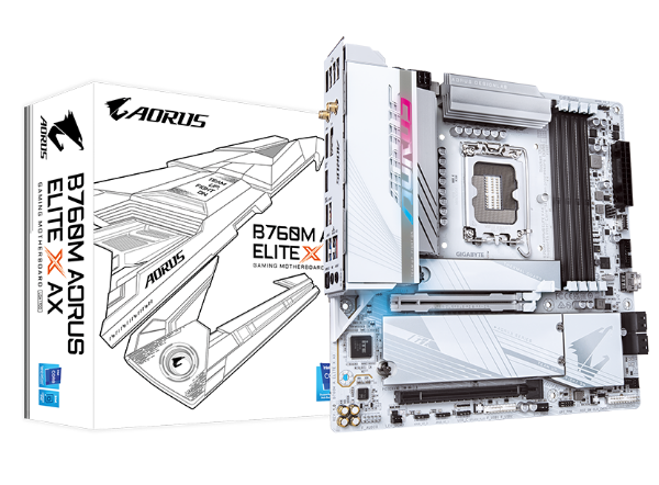 圖片 技嘉 B760M AORUS ELITE X AX 冰魄白(M-ATX/INTEL 2.5Gb+無線/註五年)14+1+1相