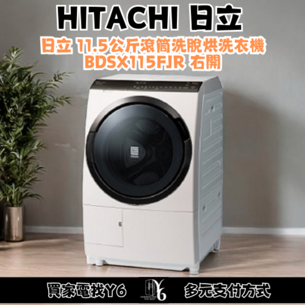 HITACHI 日立 11.5公斤滾筒洗脫烘洗衣機 BDSX115FJR 右開