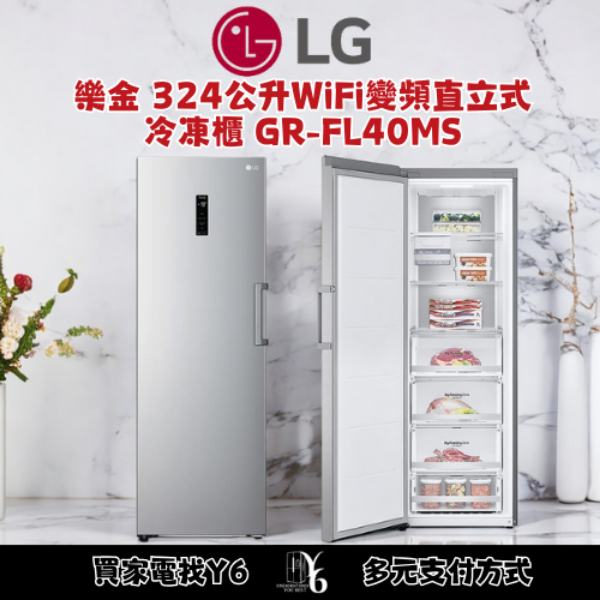 LG 樂金 324公升WiFi變頻直立式冷凍櫃 GR-FL40MS