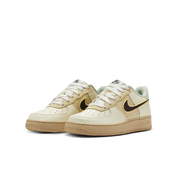 圖片 鞋教 Nike Air Force 1 '07 Low GS "Passing Notes Pack" 米白 金邊 燈心絨 HQ3473-122