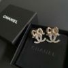 圖片 Chanel 24k 金銀水鑽蝴蝶結耳針