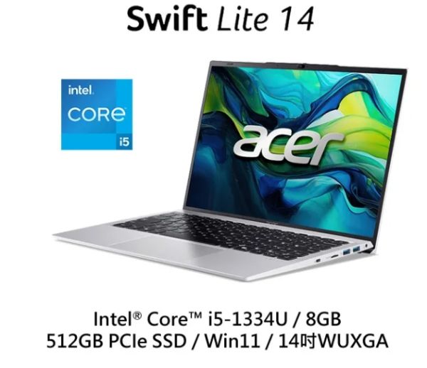 圖片 ⭐️ACER 宏碁Swift Lite 14吋 文書效能筆電銀色(i5-1334U/8GB/512GB/W11/SFL14-53M-575G)⭐️