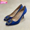 圖片 Manolo Blahnik Hangisi 70 水晶搭釦跟鞋 寶藍色 IT35.5/36/37/38【促銷品】