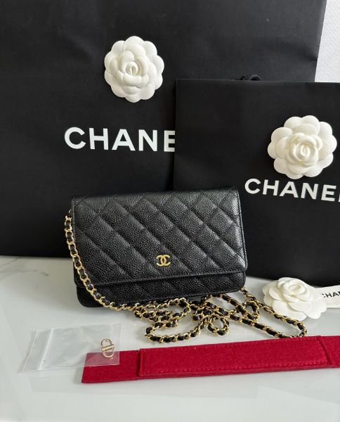 圖片 香奈兒 Chanel Woc 荔枝黑金牛皮