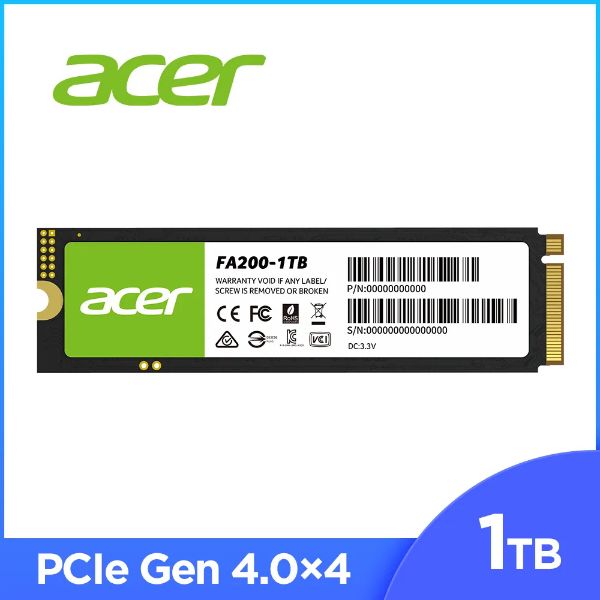 圖片 宏碁 Acer FA200 1TB /Gen4 /讀:7200M/寫:6200M/QLC顆粒/五年保