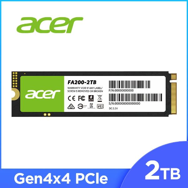 圖片 宏碁 Acer FA200 2TB /Gen4 /讀:7200M/寫:6200M/QLC顆粒/五年保