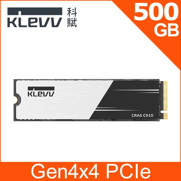 圖片 KLEVV CRAS C910 500G/Gen4 PCIe 4.0/讀:5000/寫:3700/TLC【五年】輕薄鋁散熱片