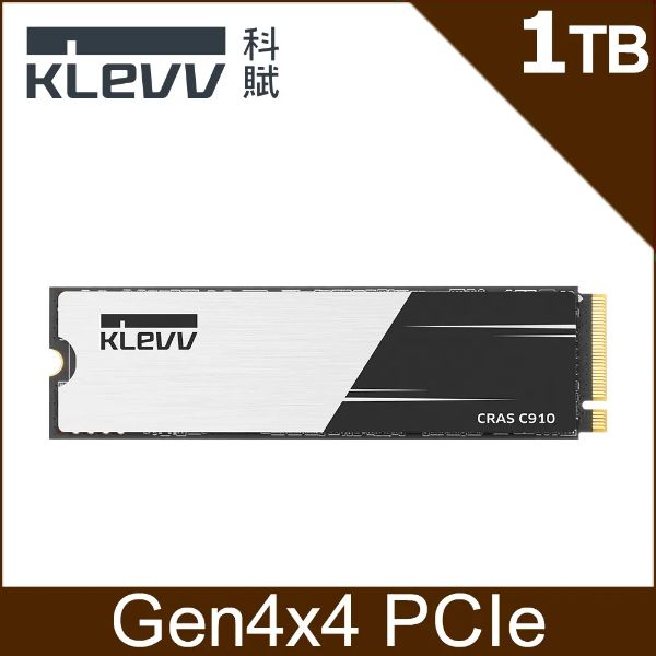 圖片 KLEVV CRAS C910 1TB/Gen4 PCIe 4.0/讀:5000/寫:4800/TLC【五年】輕薄鋁散熱片