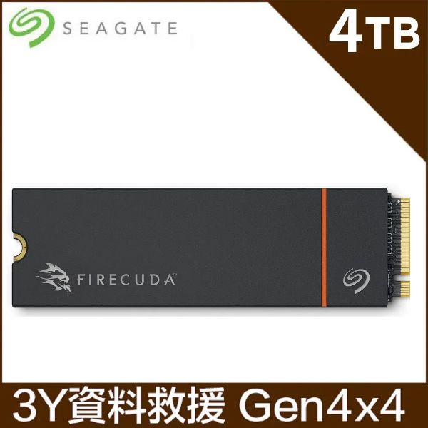 圖片 Seagate FireCuda 530R 4TB/含散熱片/Gen4 PCIe 4.0/(火梭魚)讀:7400M/寫:7400M/TLC