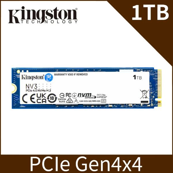 圖片 金士頓 NV3 1TB/Gen4 PCIe 4.0/讀:6000/寫:4000三年保固