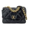 圖片 Chanel 展示品 19 菱格羊皮雙色鍊帶手提/肩背包-30cm(AS1161-黑)