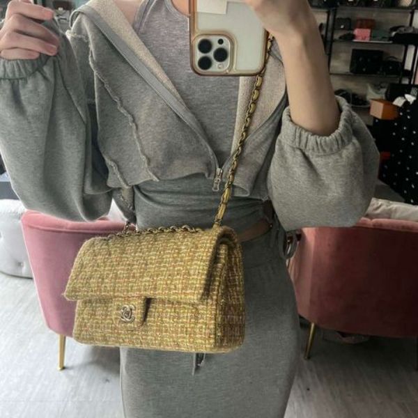 圖片 Chanel 芥末黃毛呢針織cf