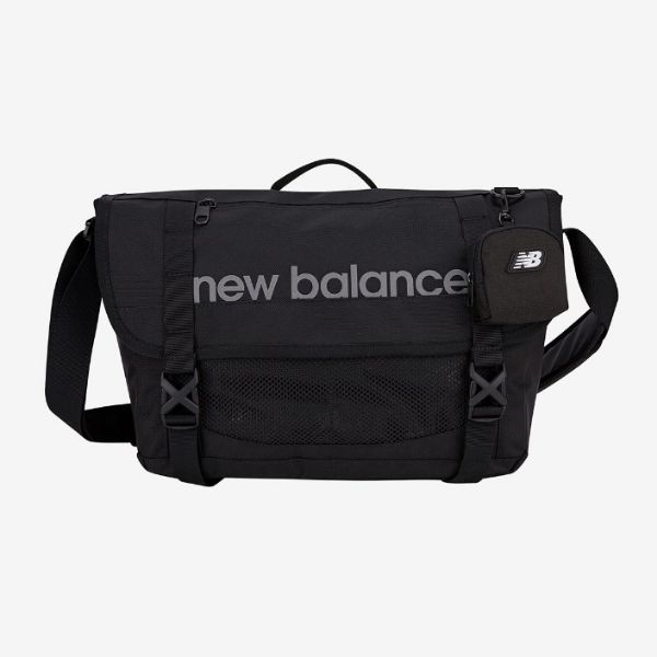 圖片 【Luxury】限時特價 韓國代購 NEW BALANCE Mesh Logo 大容量 郵差包 側背包 黑