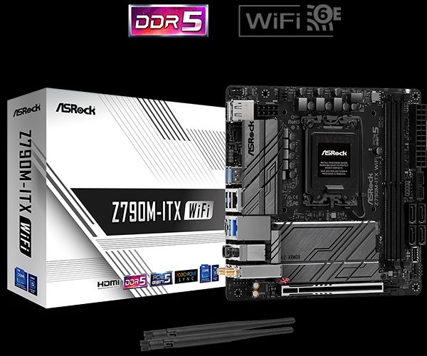 圖片 華擎 Z790M-ITX WiFi(Mini-ITX/Intel 2.5Gb+無線/註冊五年)7+1+1相電源.支援eDP